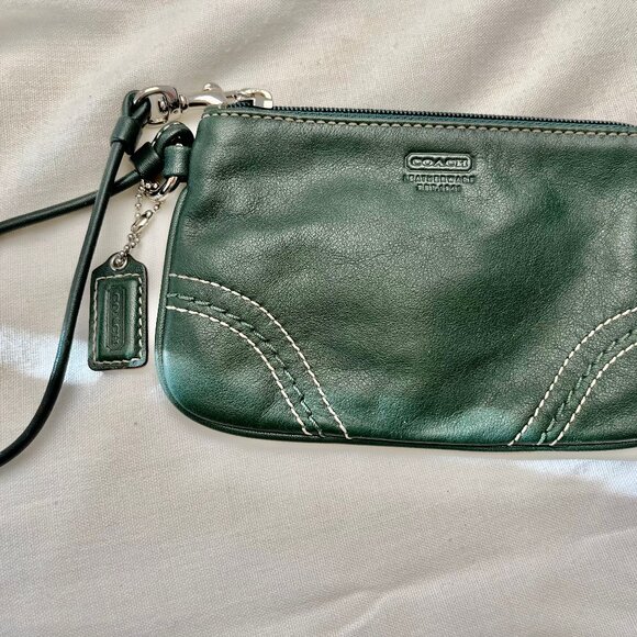 Coach Handbags - Coach Leather Wristlet - Dark Green - Mint!